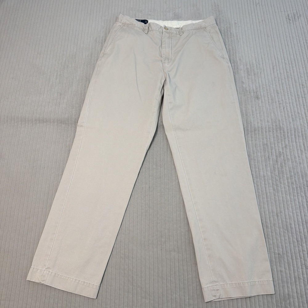 Polo Ralph Lauren Preston Classic Straight Pants Mens 33x32 (32x31) Beige Cotton